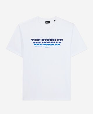 The Kooples H WHITE men's white t-shirt with color gradient logo serigraphy