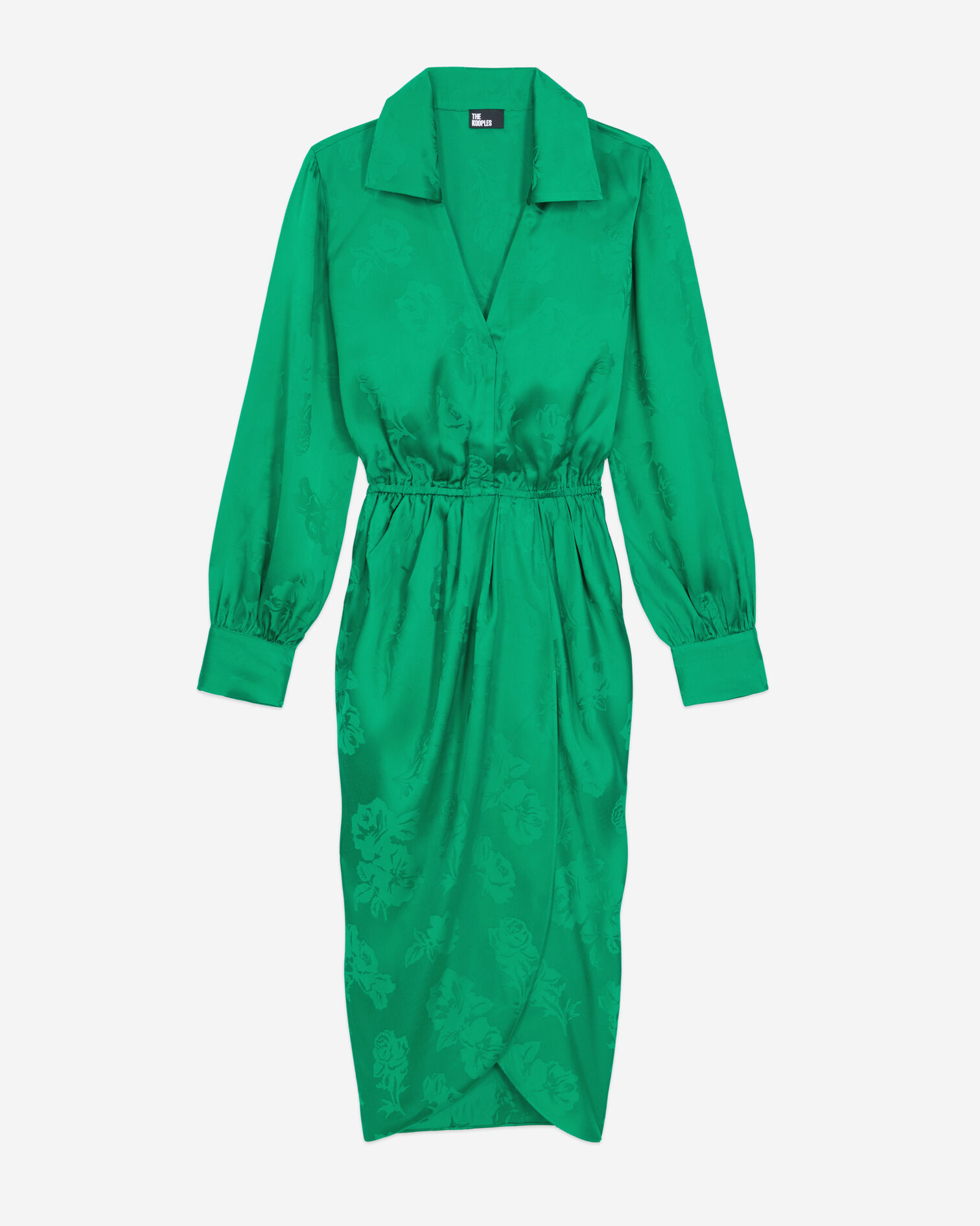 Mid-length green dress with flowers, GREEN, hi-res image number null