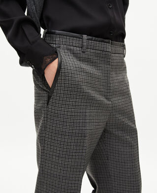 The Kooples FEMME BLACK pantalon tailleur droit en pied de puce noir et gris