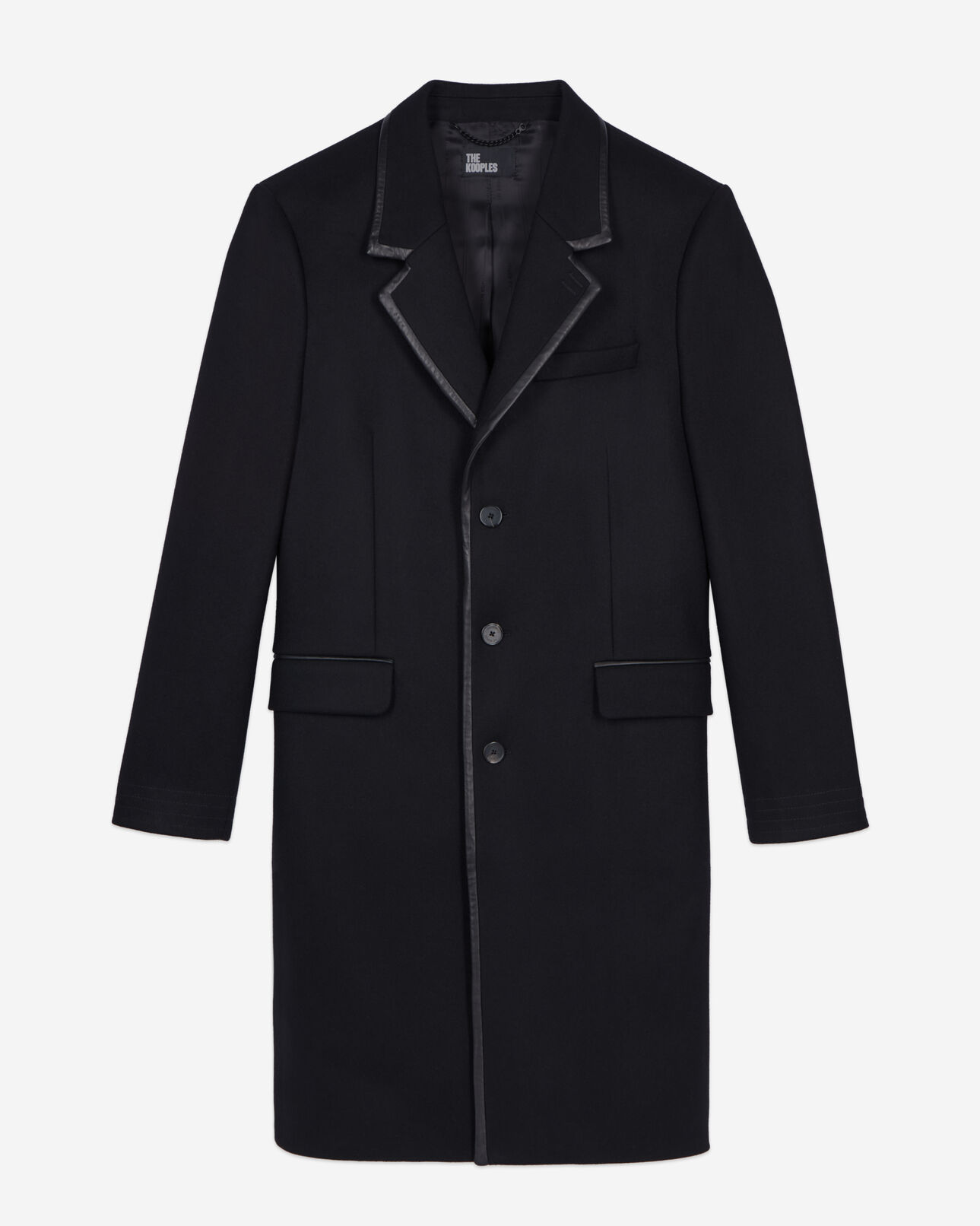 The Kooples HOMME BLACK manteau long en laine mélangée noire