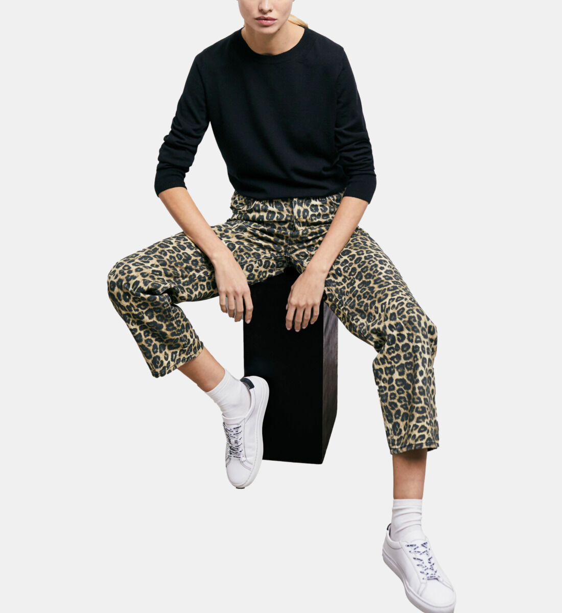 Zara leopard jeans top