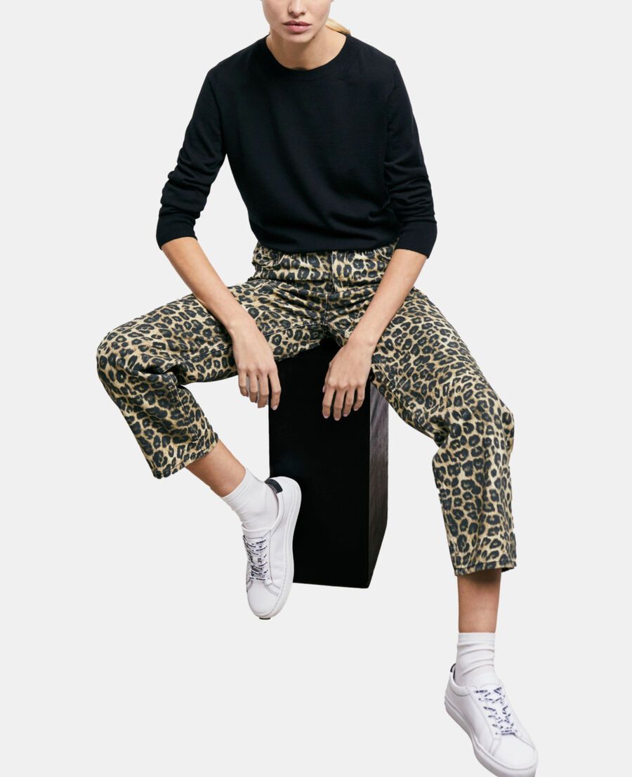 leopard print straight-cut jeans