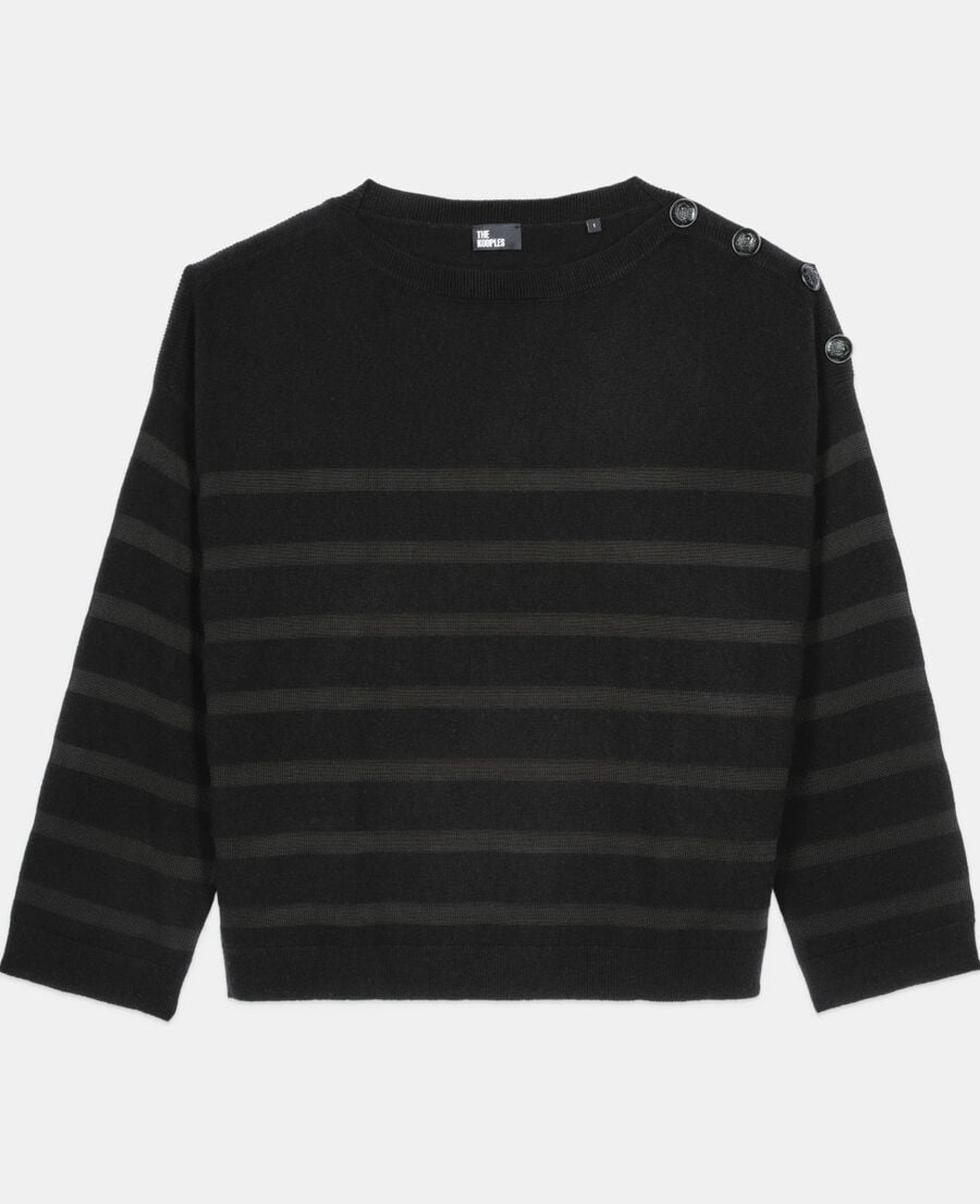 The Kooples WOMEN BLACK striped wool and cashmere sweater