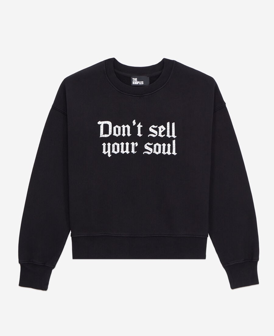 The Kooples WOMEN BLACK black sweatshirt with don't sell your soul serigraphy