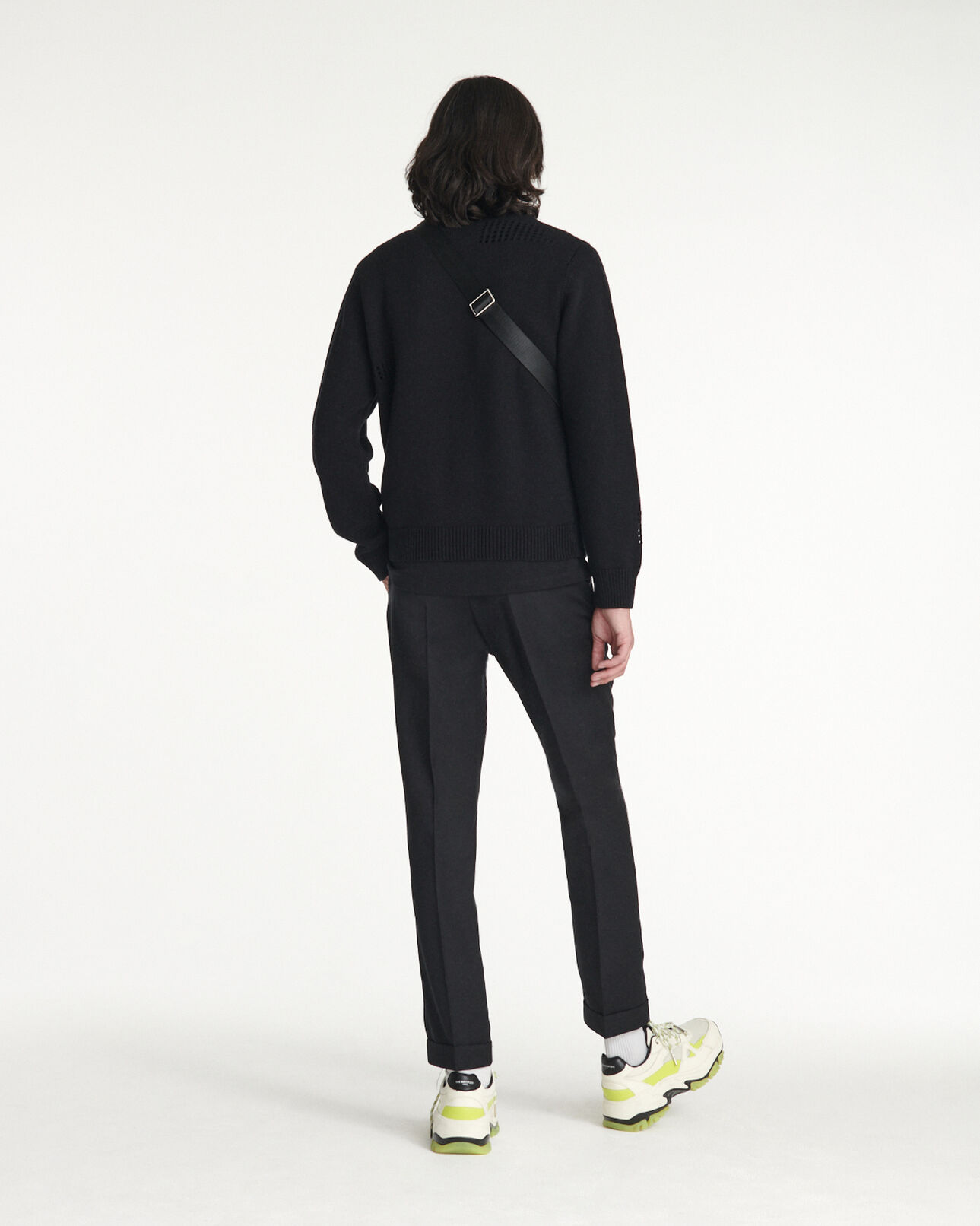 The Kooples MEN BLACK black sweater in wool blend with detail