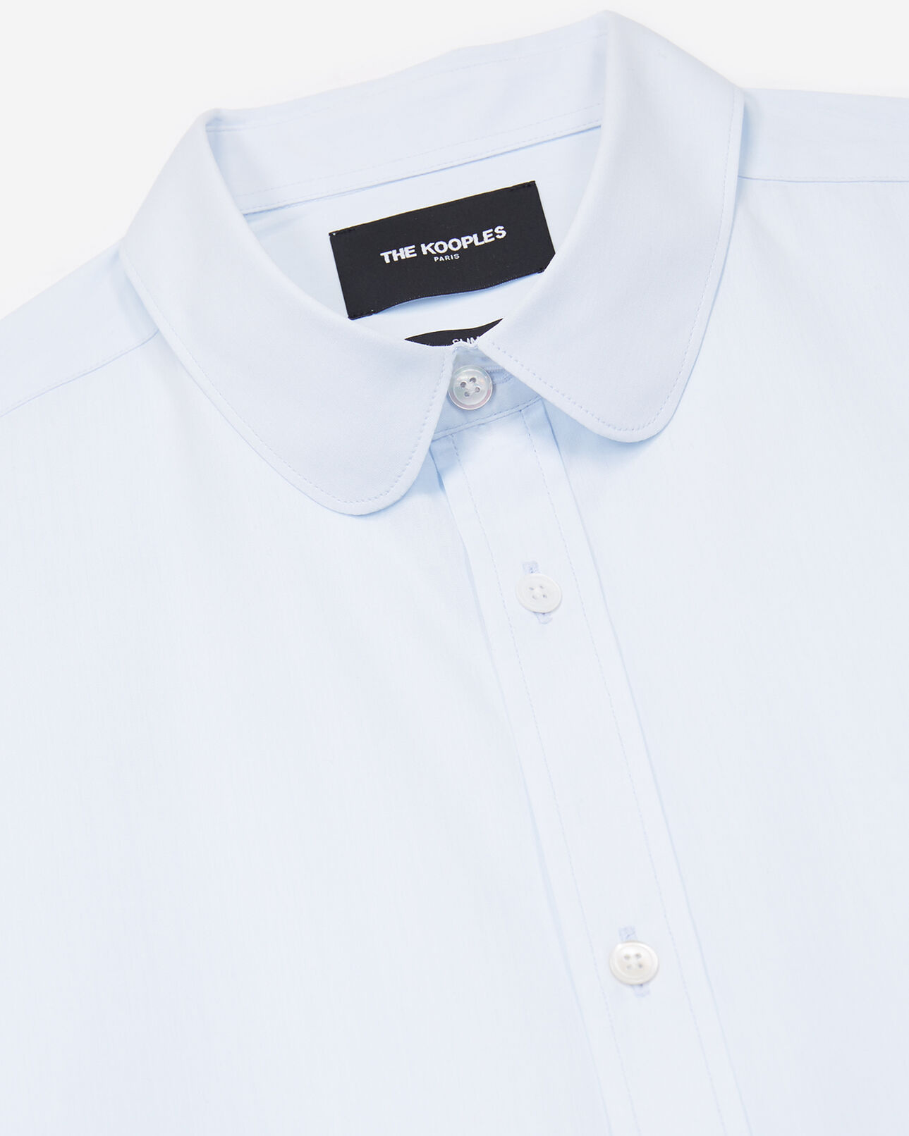 The Kooples HERREN SKY BLUE hellbllaues slim fit-baumwollhemd mit rundem kragen