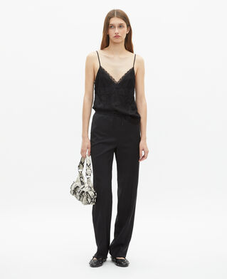 The Kooples FEMME BLACK pantalon droit en laine noir