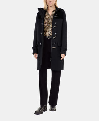 The Kooples WOMEN BLACK black hooded pea coat