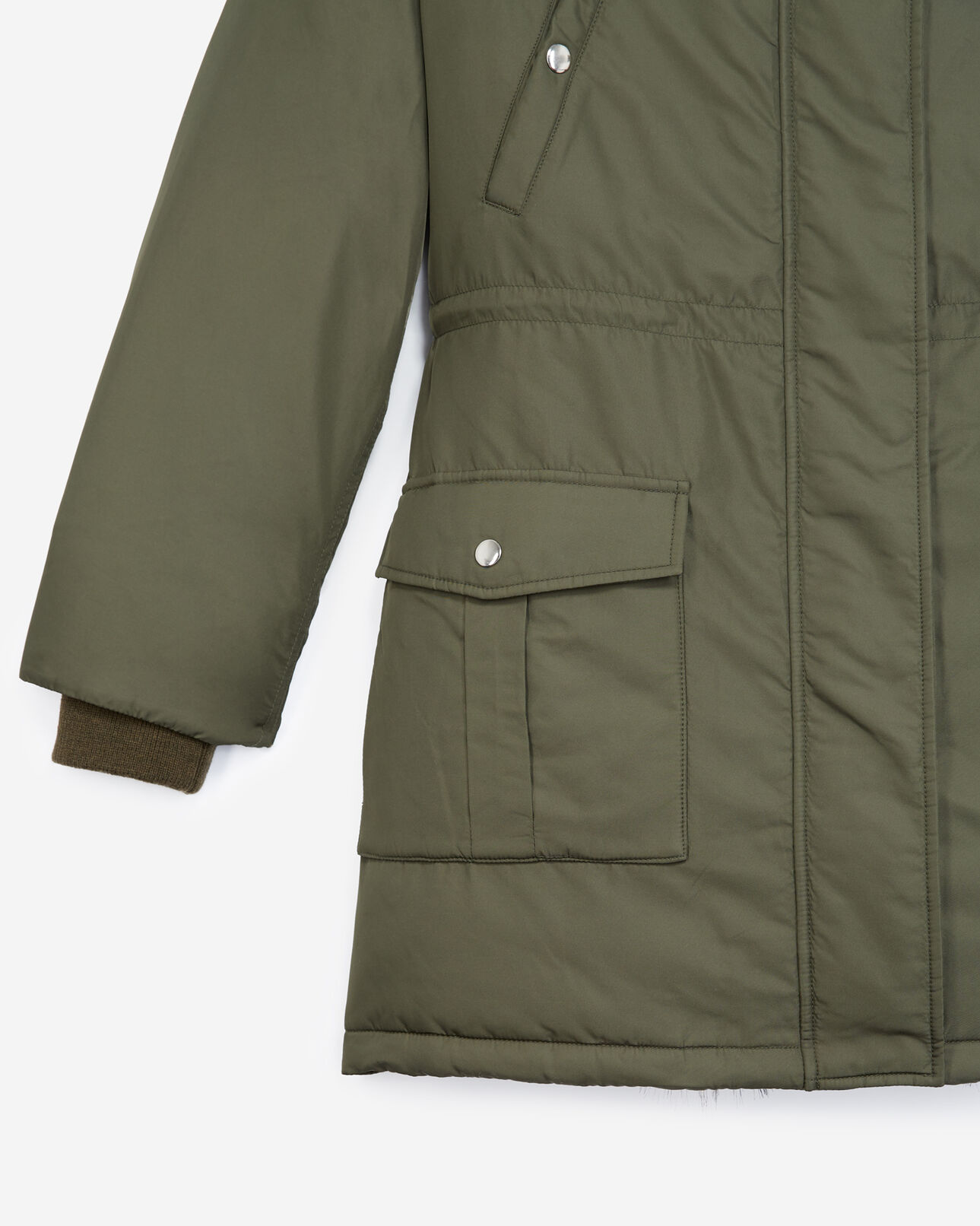 The Kooples WOMEN KAKI hooded parka with faux fur in green