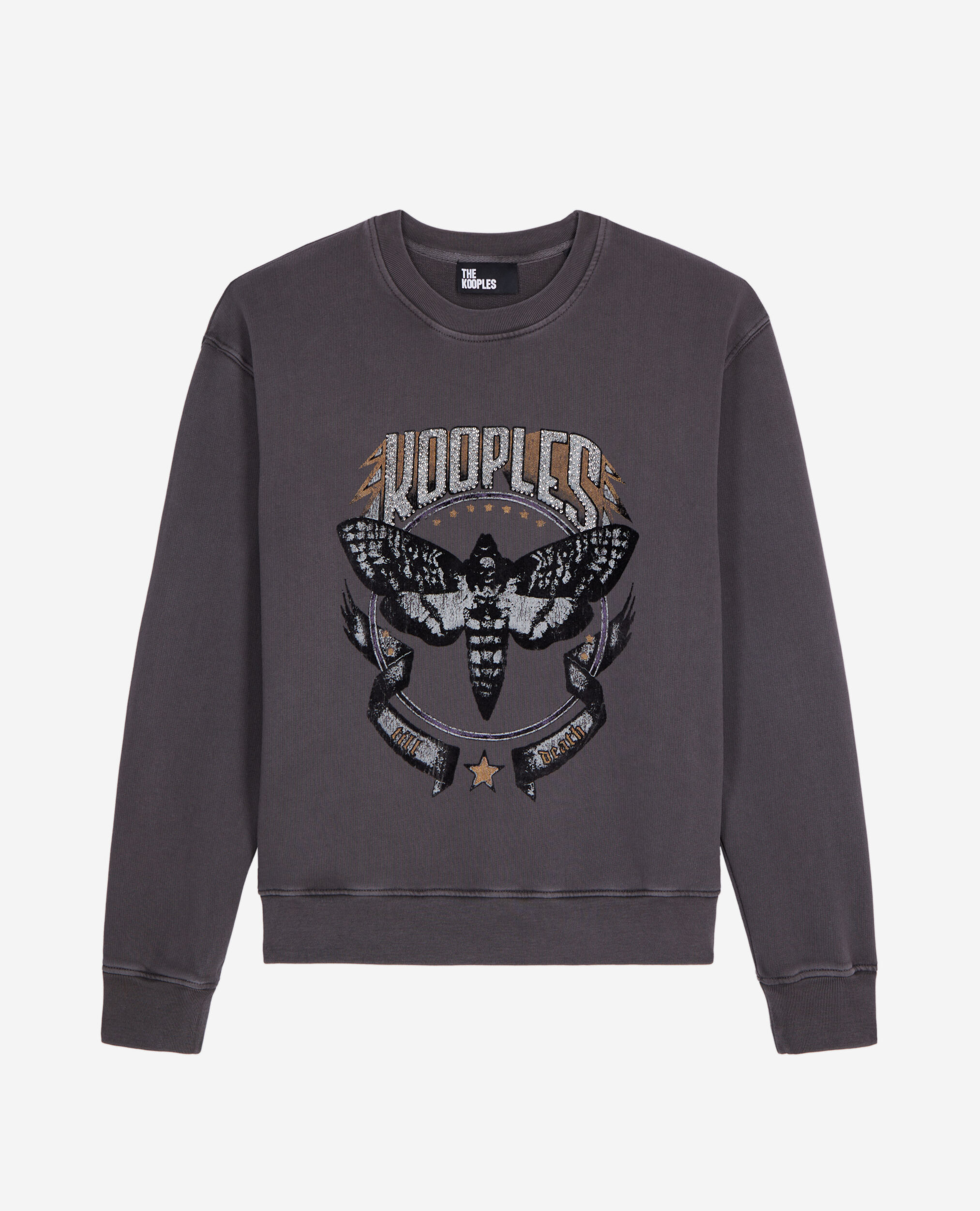 Carbon gray sweatshirt with Skull butterfly serigraphy, CARBONE, hi-res image number null