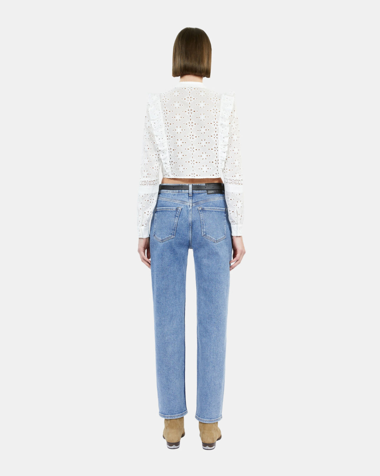 The Kooples WOMEN WHITE white shirt with english embroidery