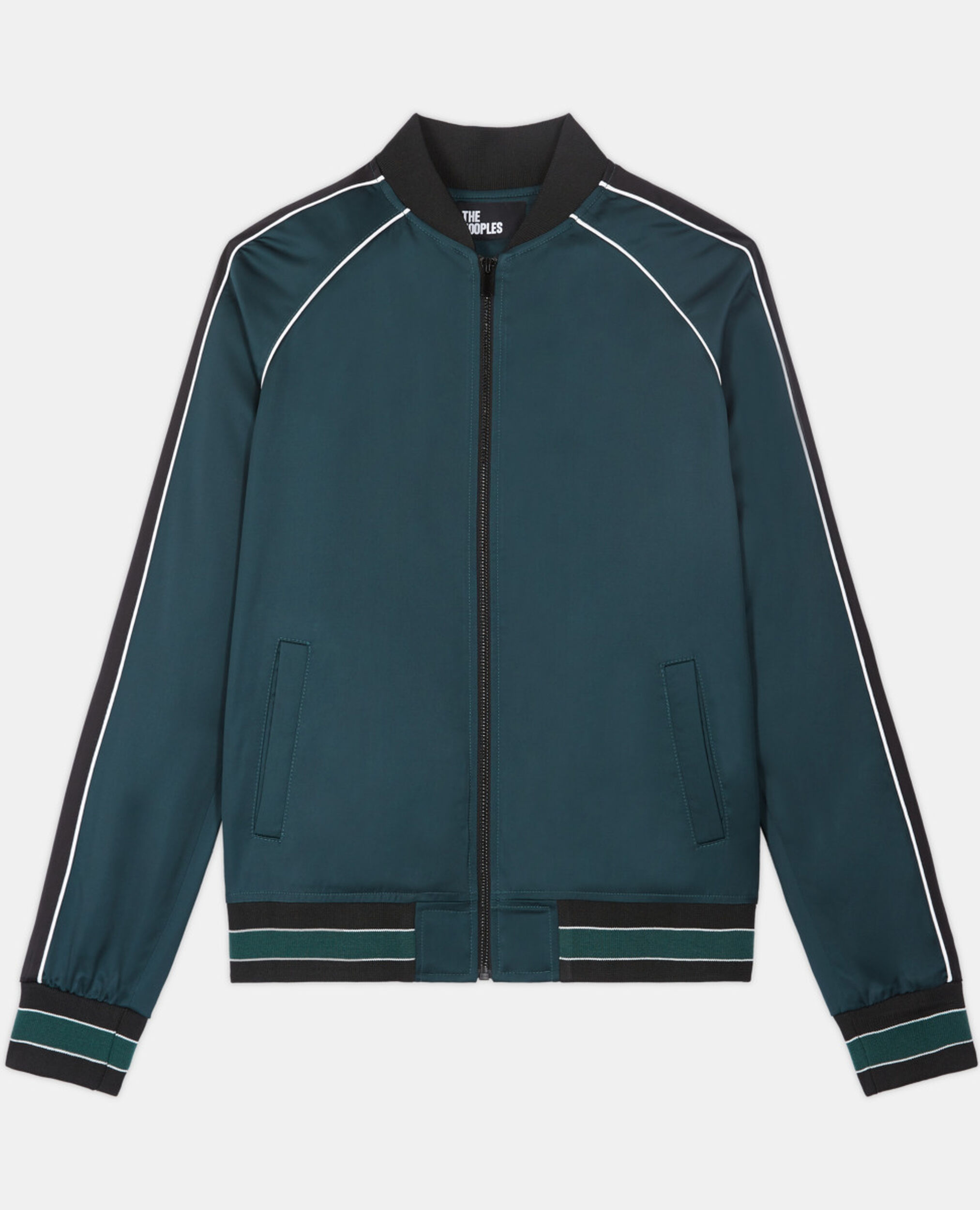 Sweatshirt zippé bicolore, GREEN NAVY, hi-res image number null