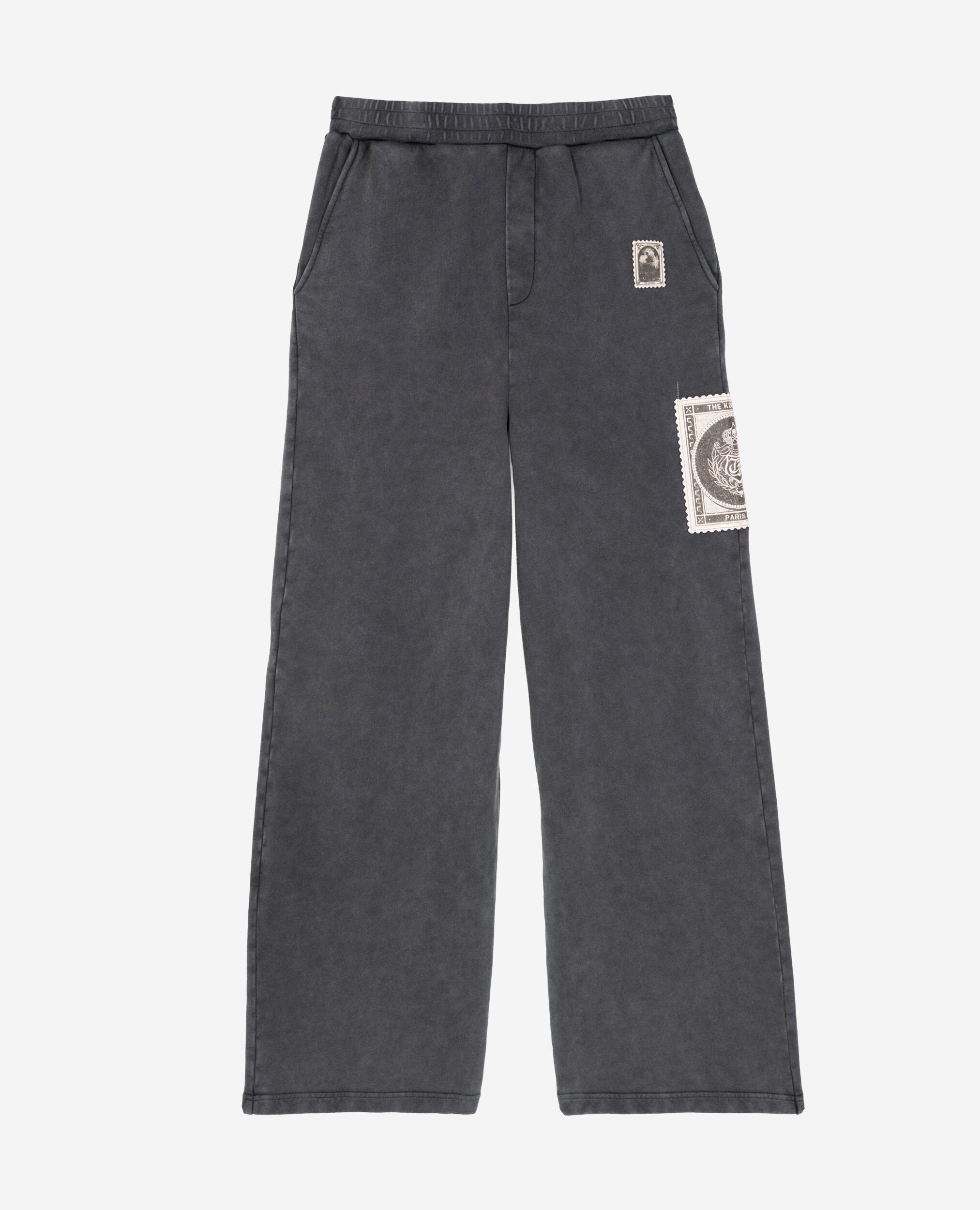 Bas de jogging droit avec patchs noir, BLACK WASHED, hi-res image number null