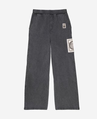 The Kooples HOMME BLACK WASHED bas de jogging droit avec patchs noir