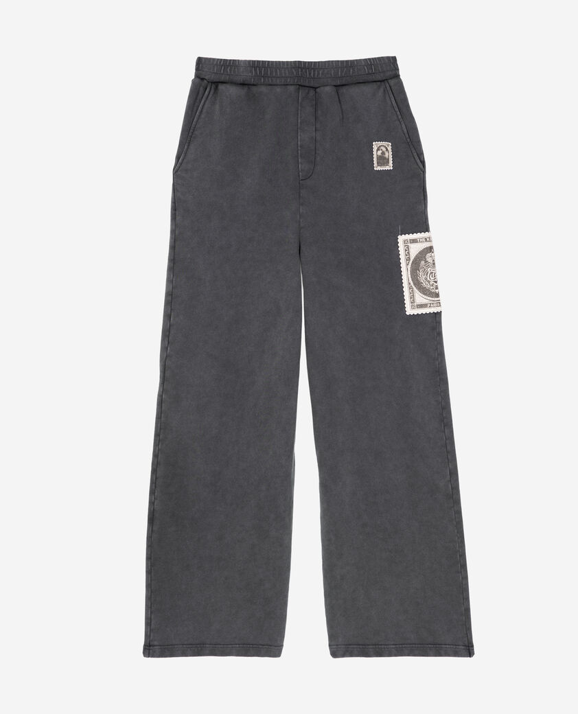 The Kooples HERREN BLACK WASHED gerade joggingstrümpfe mit patches schwarz