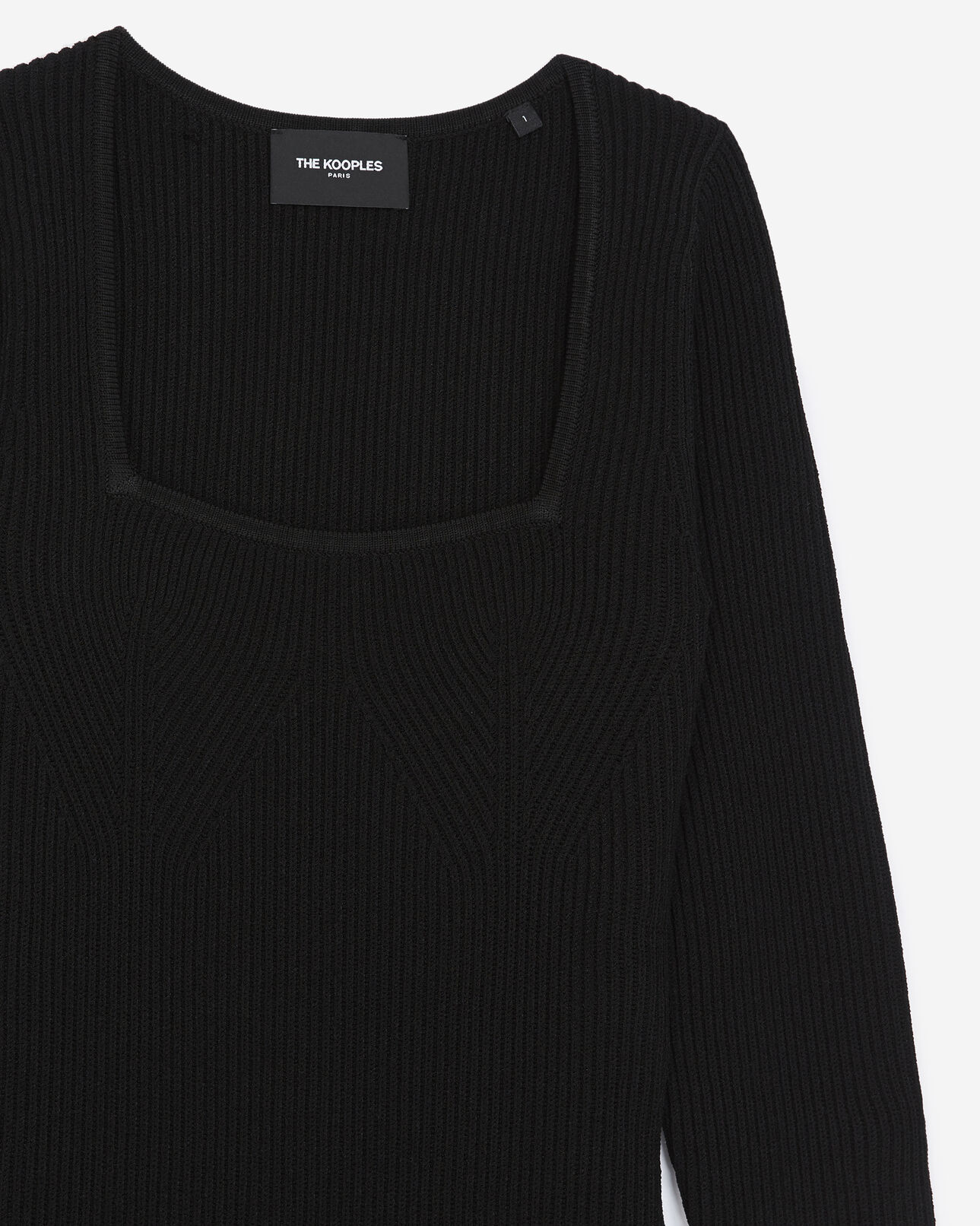 The Kooples FEMME BLACK robe courte noire maille col carré