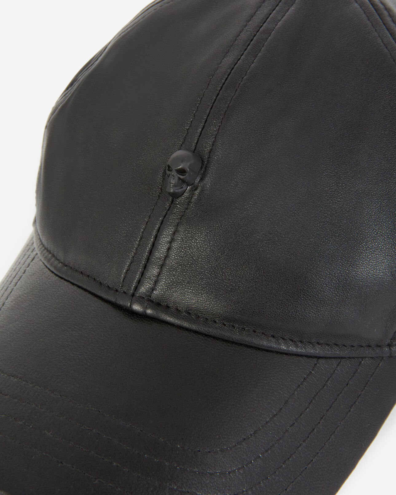 The Kooples HOMME BLACK casquette cuir noir détail tête de mort