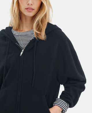 The Kooples WOMEN BLACK black wool and cashmere hoodie