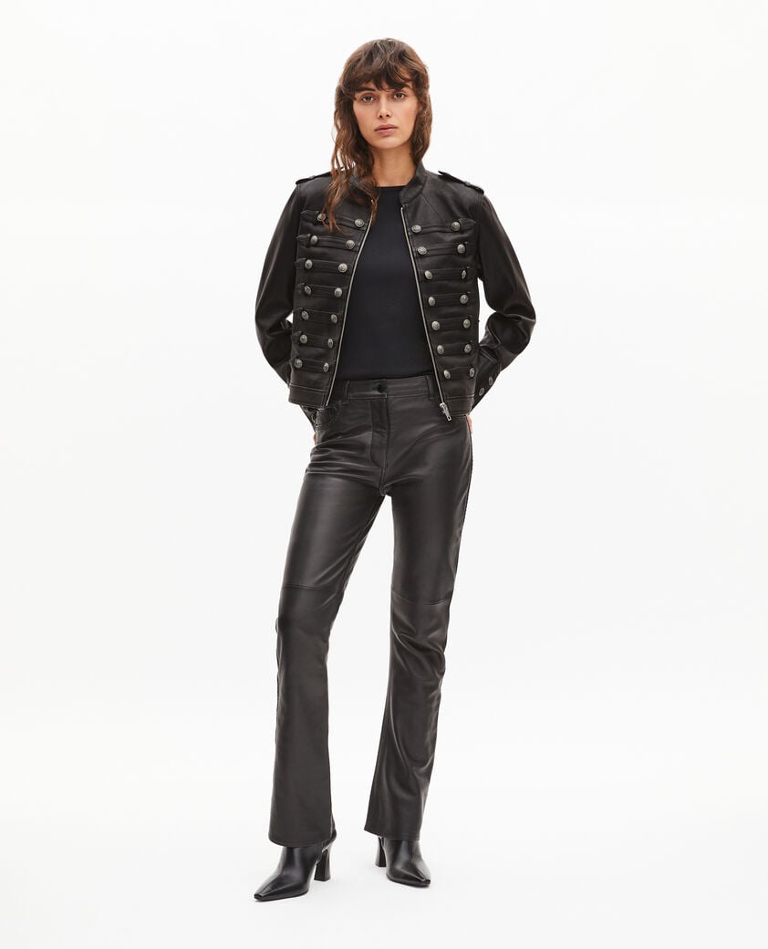 The Kooples MUJER BLACK chaqueta de cuero negra estilo oficial