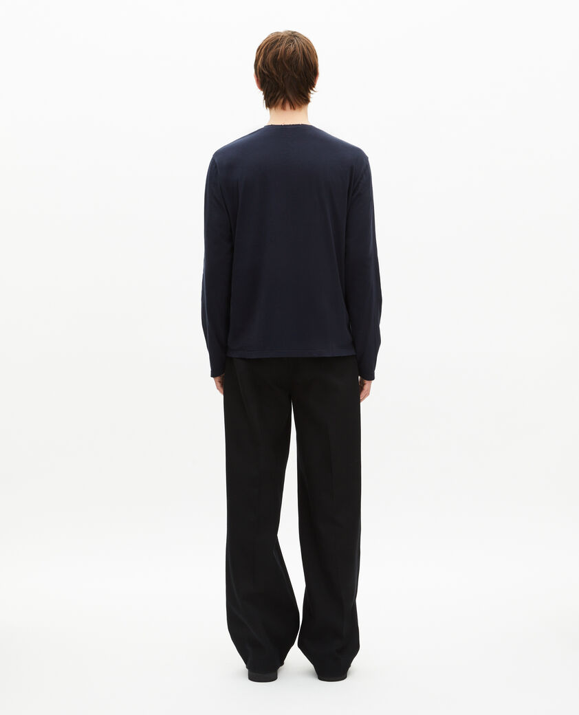 The Kooples MEN DARK NAVY long-sleeved navy t-shirt