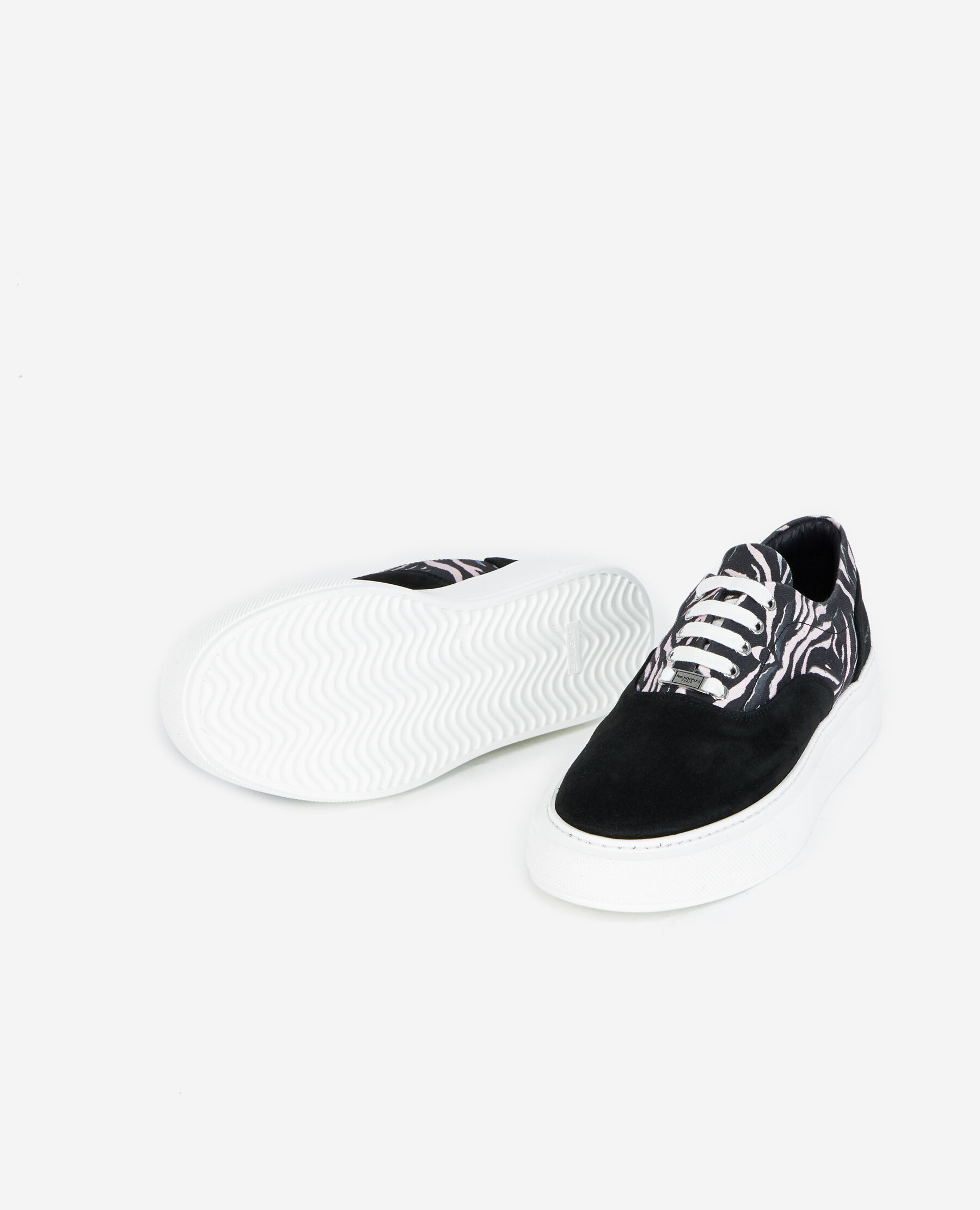 Black and white zebra print leather trainers The Kooples