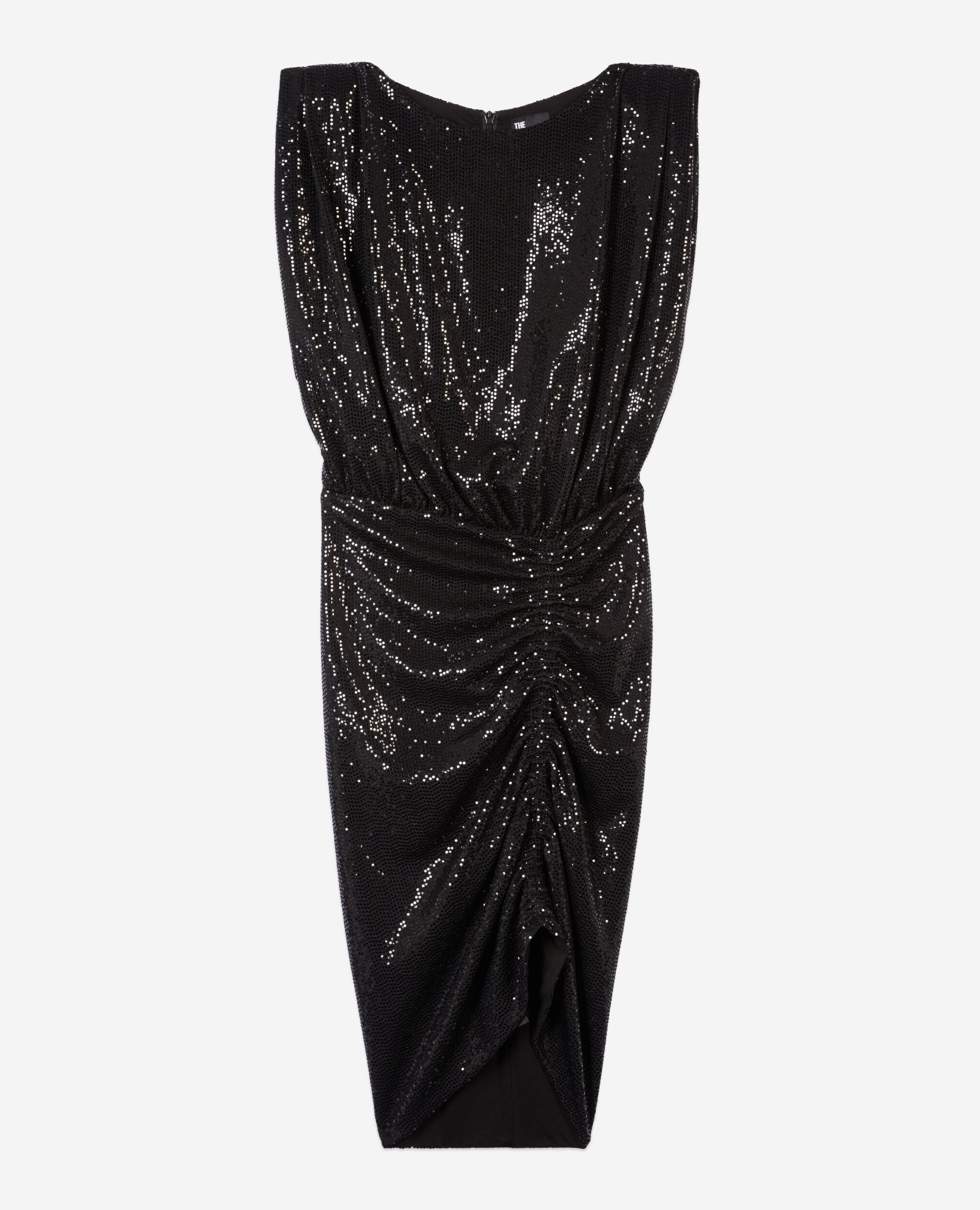 Schwarzes, kurzes Kleid mit Pailletten, BLACK, hi-res image number null