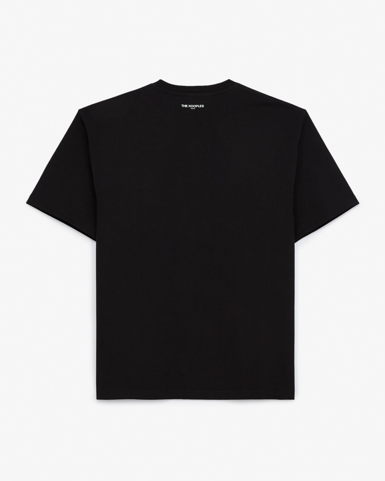 The Kooples HOMME BLACK t-shirt noir coton à broderie écrue