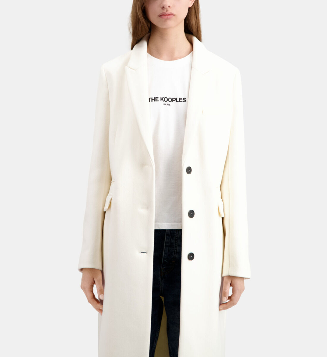 Ecru wool cheap coat
