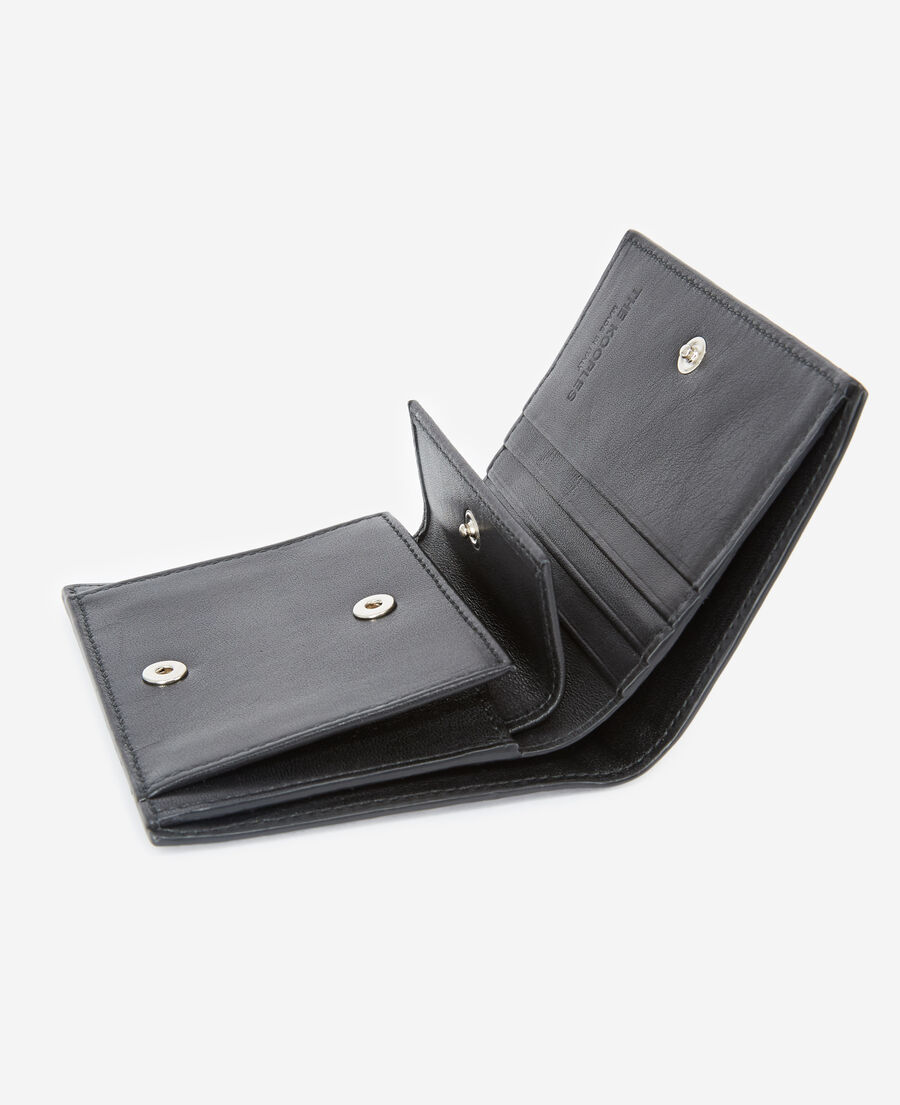 black leather wallet with studs