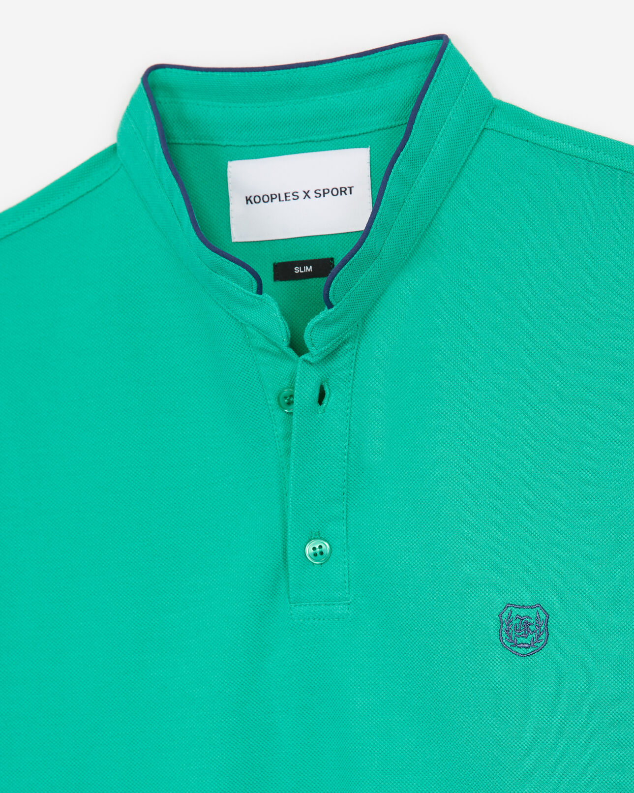 The Kooples HOMME GREEN VEGETAL / DEEP SEA polo vert à blason bleu coton