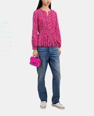 The Kooples FEMME PINK BLACK top imprimé avec plissage