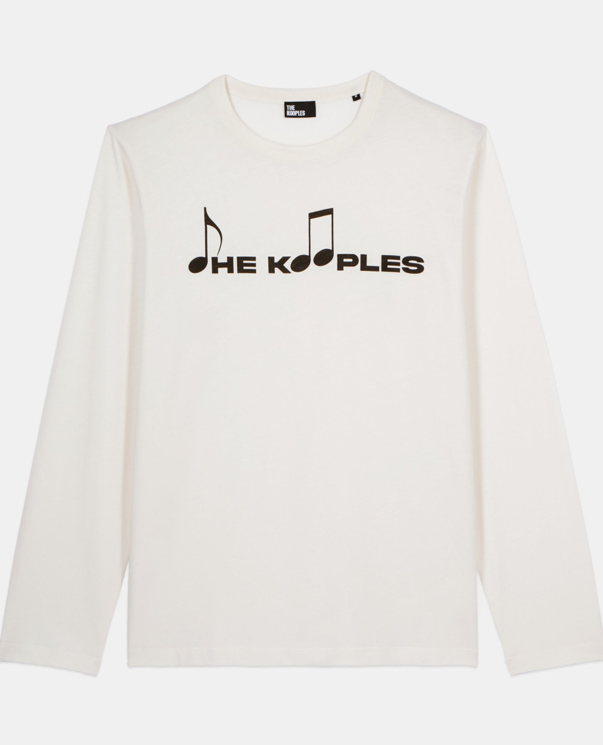White screen printed long sleeved t-shirt, ECRU, hi-res image number null