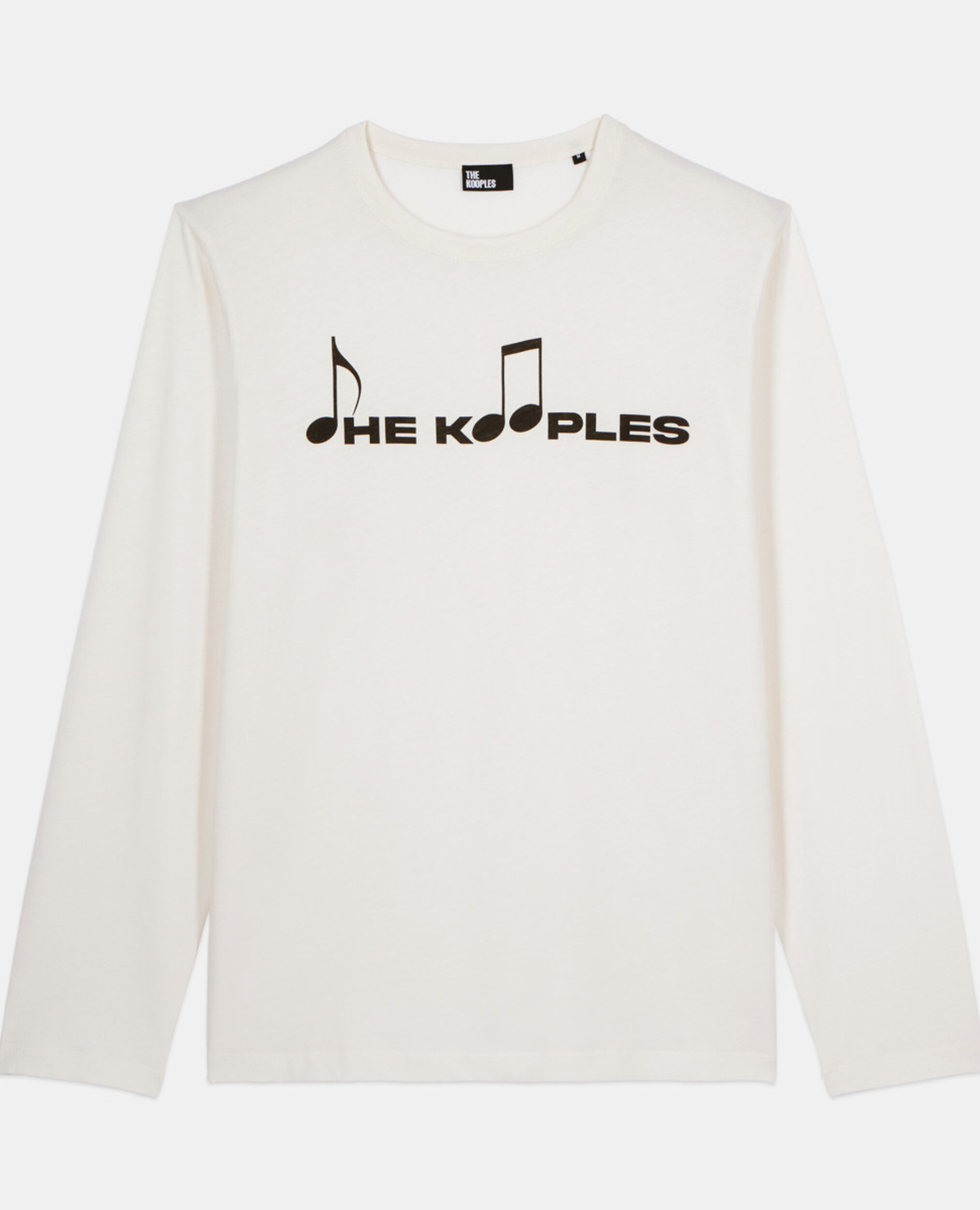 White screen printed long sleeved t-shirt, ECRU, hi-res image number null