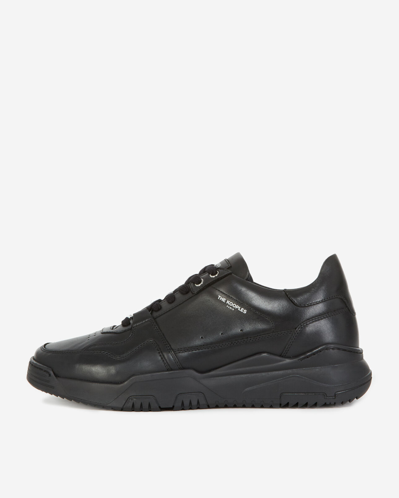 The Kooples HERREN BLACK schwarze turnschuhe aus leder mit aussparung