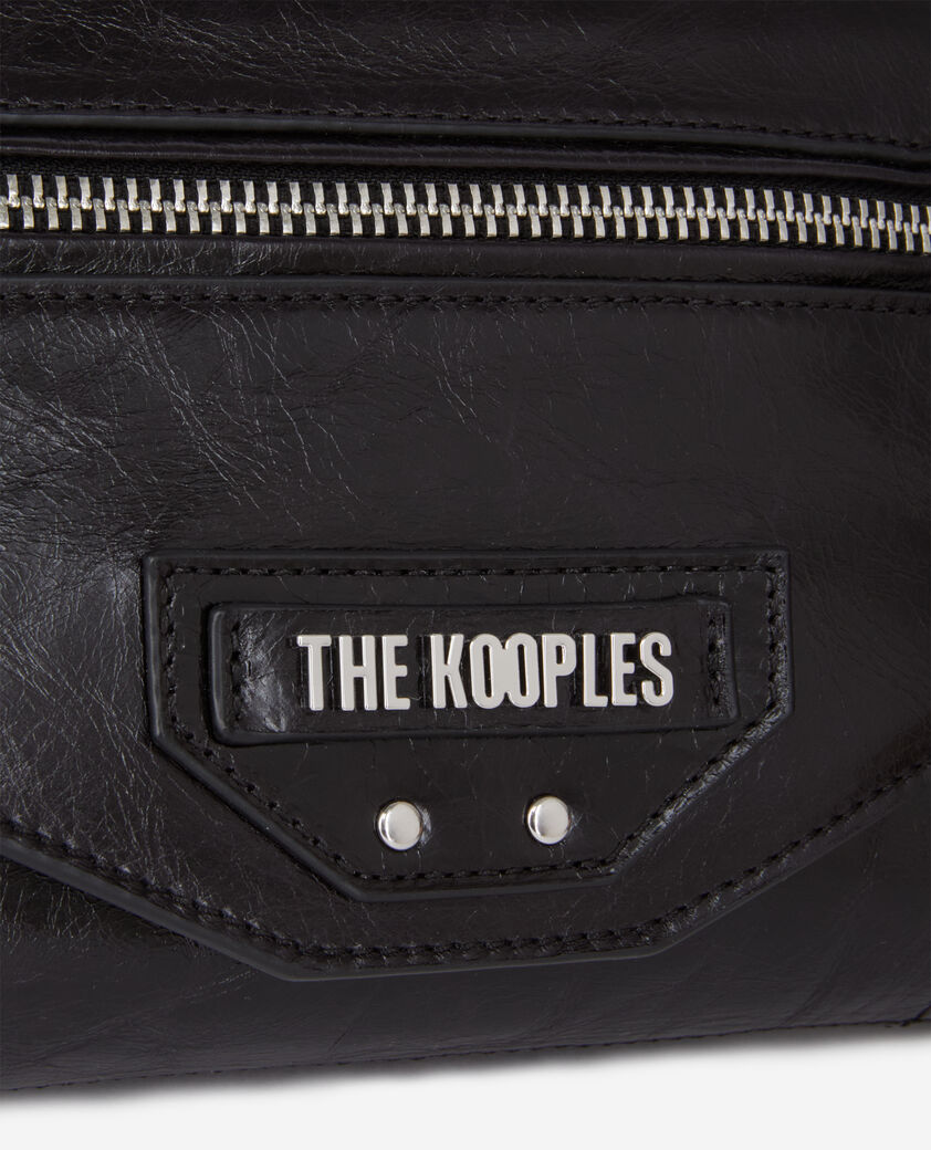 The Kooples WOMEN BLACK small jill black leather pouch with chain