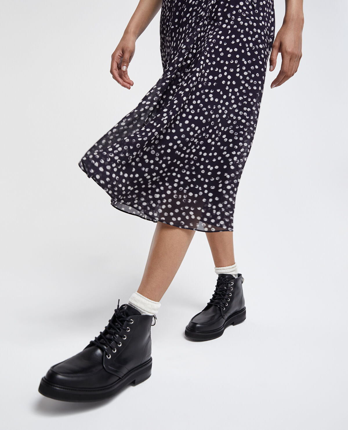 Chunky smooth black leather ankle boots The Kooples