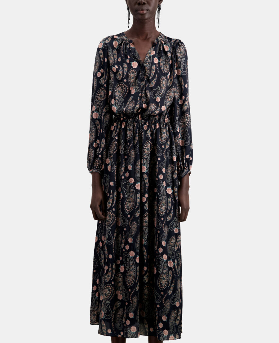 The Kooples WOMEN BLACK / PINK long printed dress