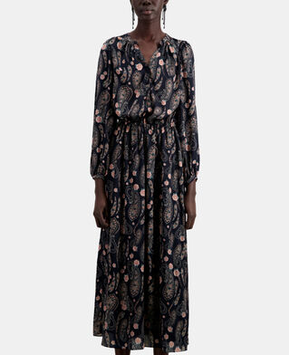 The Kooples WOMEN BLACK / PINK long printed dress