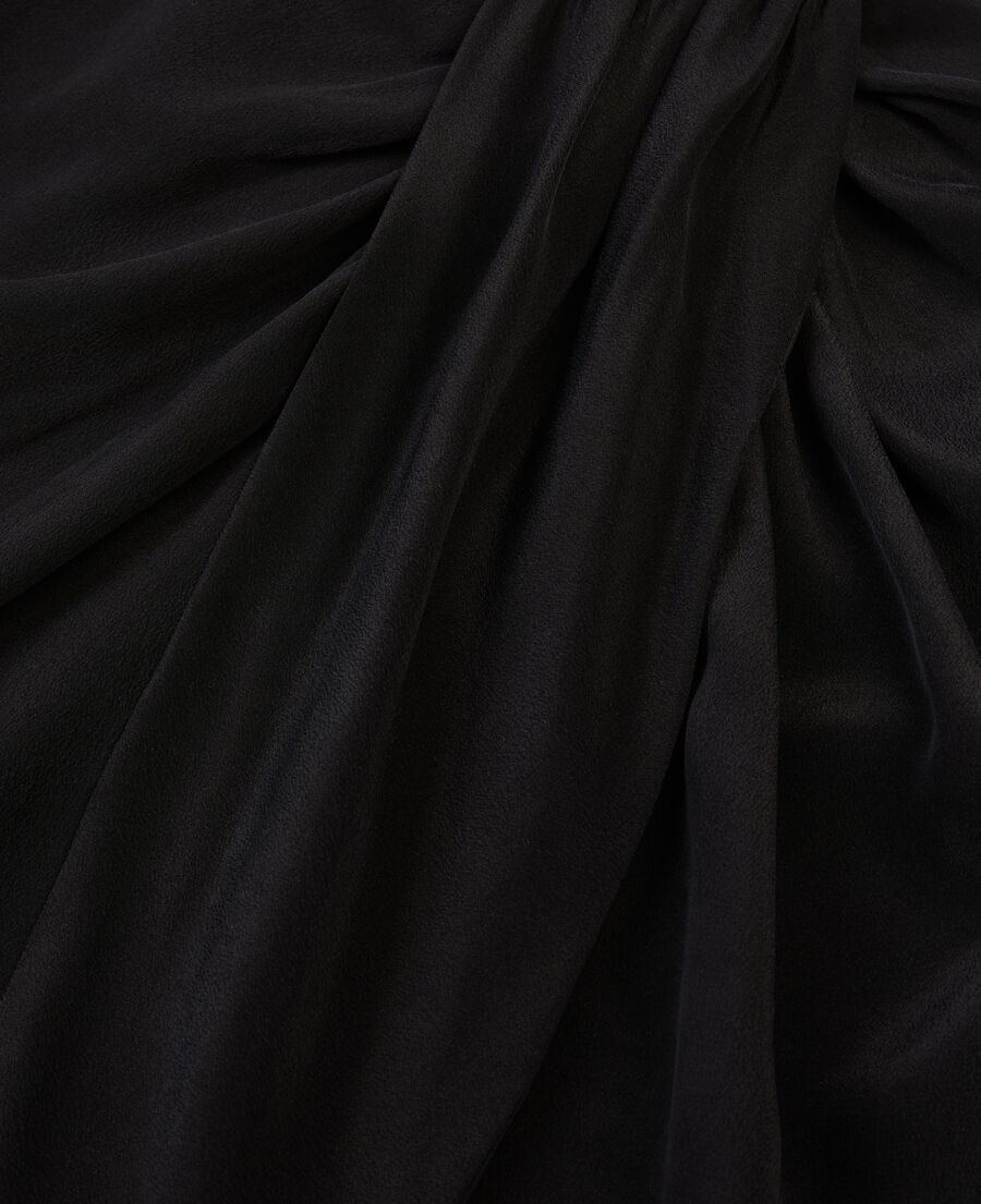 The Kooples F BLACK short black draped washed silk skirt
