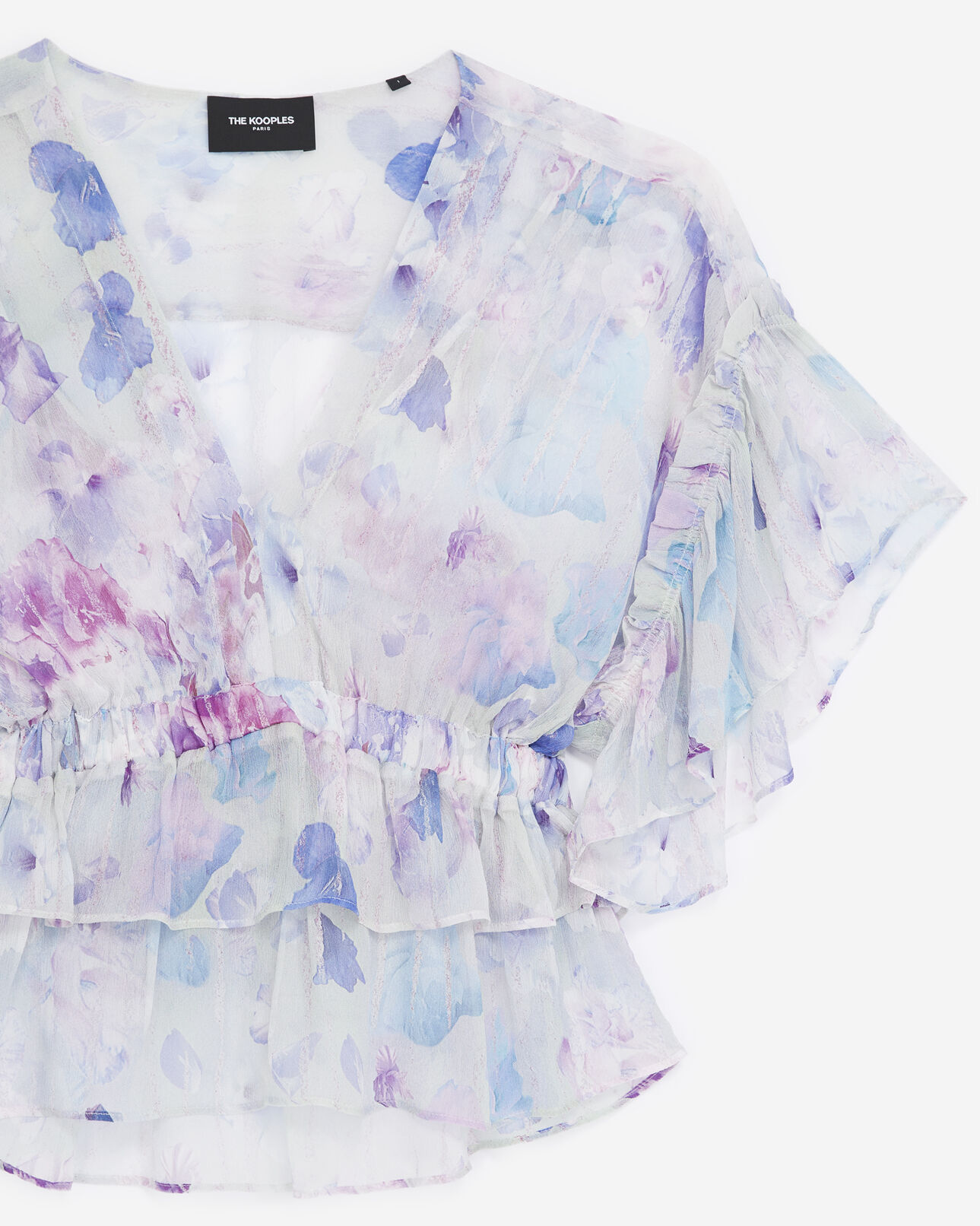 The Kooples WOMEN WHITE / LAVENDER printed top with shoulder straps