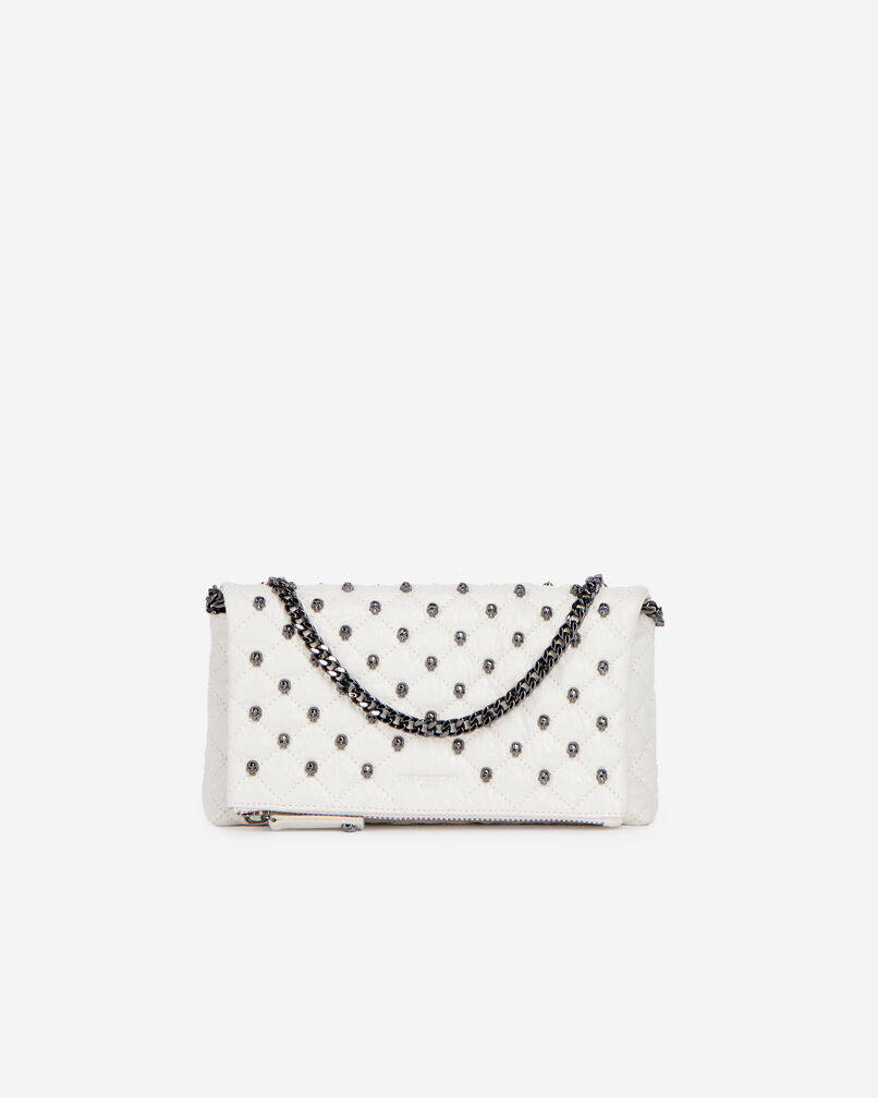 The Kooples WOMEN OFF WHITE heritage small white leather pouch with skulls