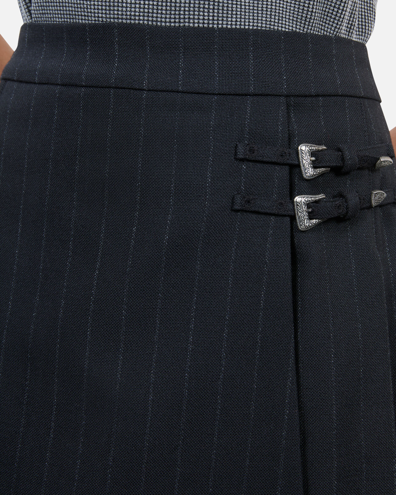 The Kooples F BLACK black striped pleated short skirt