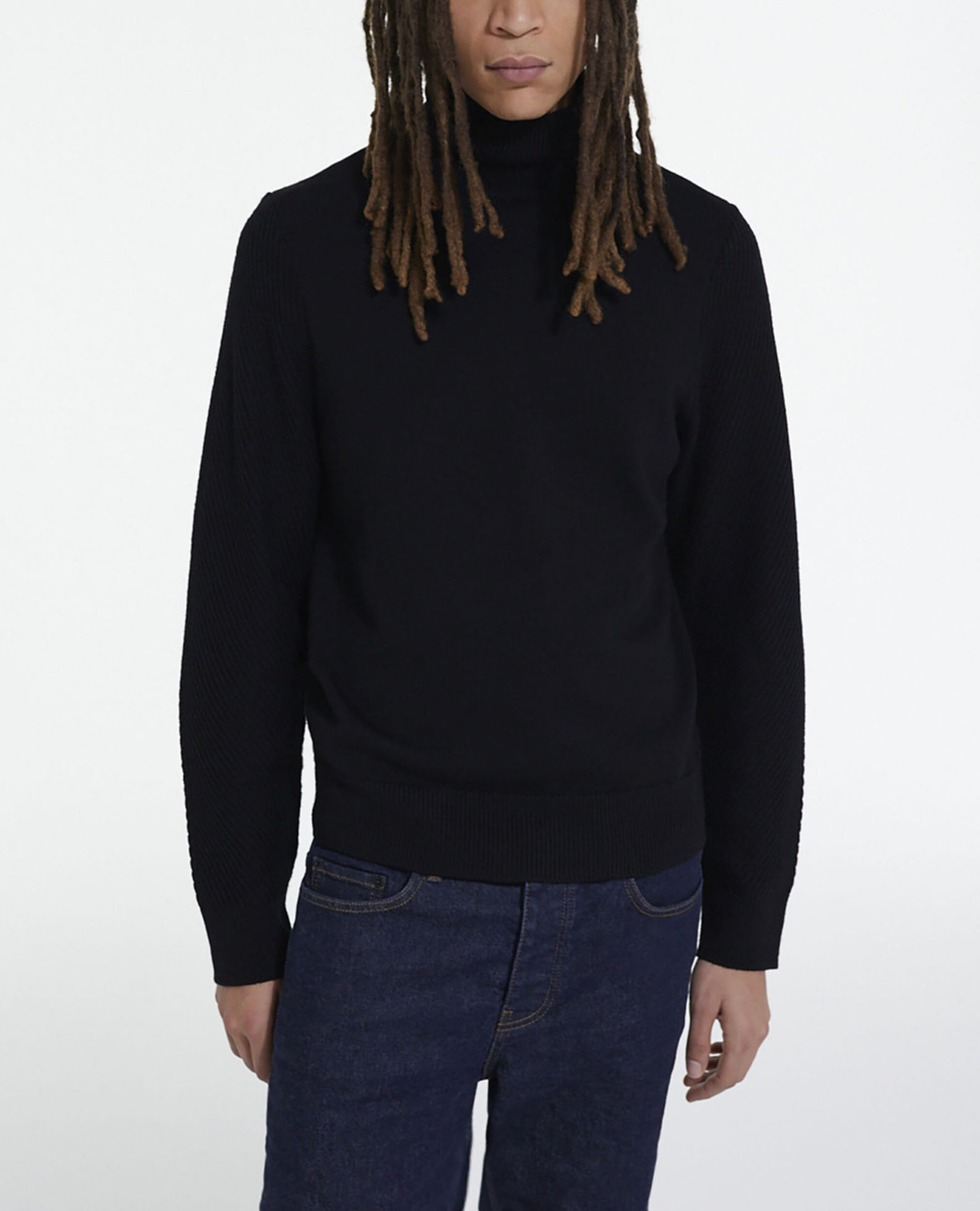 Pullover aus schwarzer Wolle, BLACK, hi-res image number null