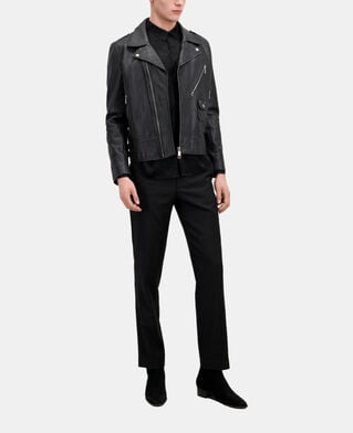 The Kooples HOMME BLACK blouson biker avec studs en cuir noir