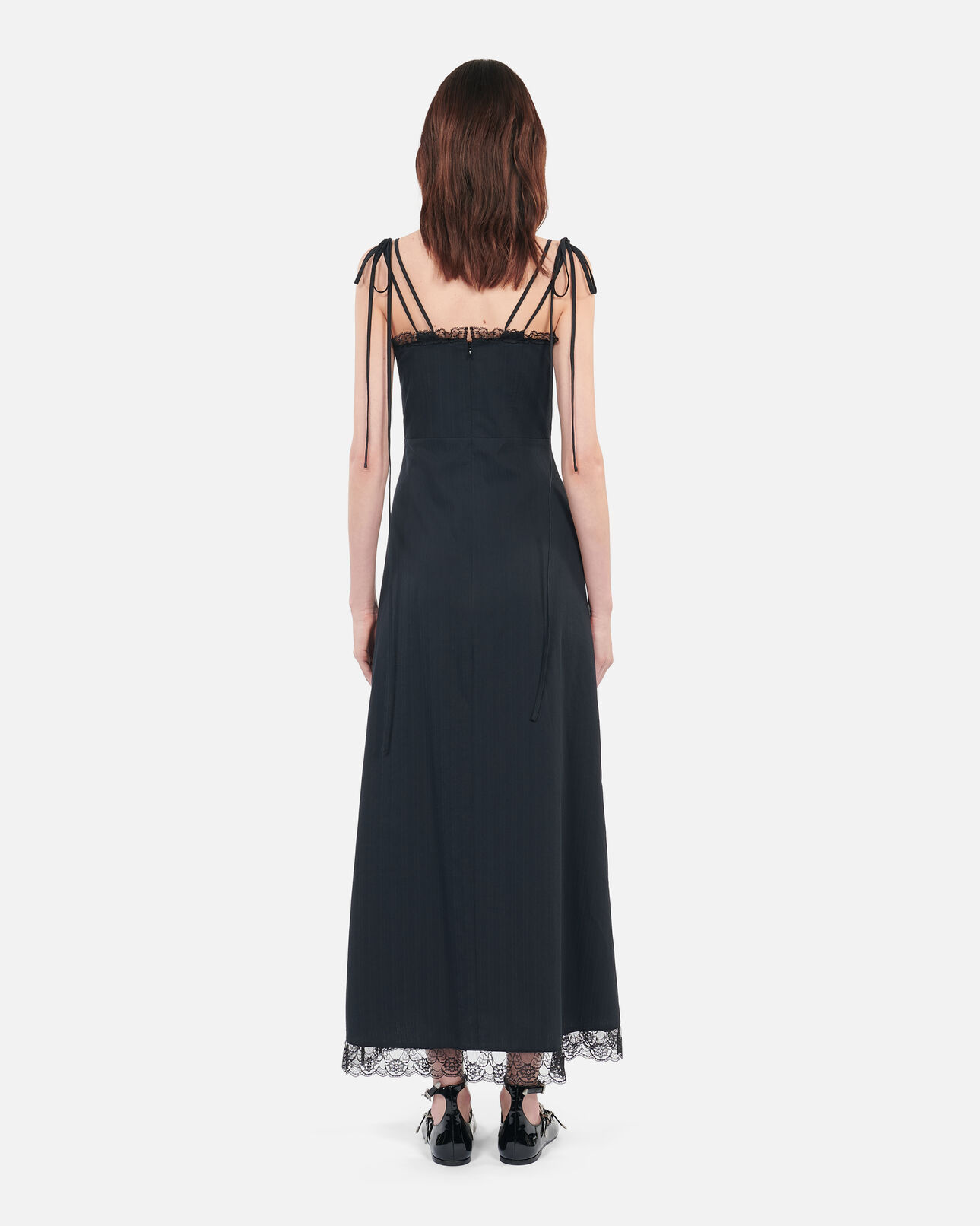 The Kooples WOMEN BLACK long black dress with lace