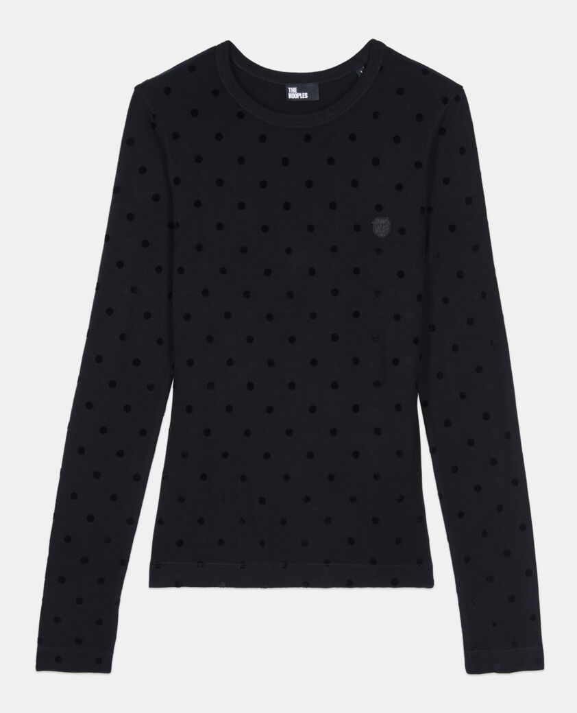 The Kooples DAMEN BLACK lang&auml;rmeliges, schwarzes t-shirt