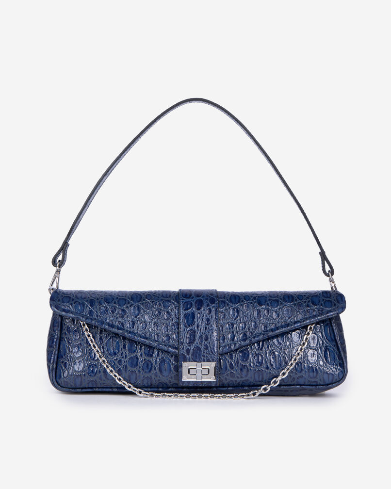 The Kooples MUJER BLUE bolso baguette de piel repujada azul