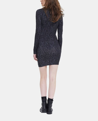 The Kooples WOMEN BLACK short dress with leopard print