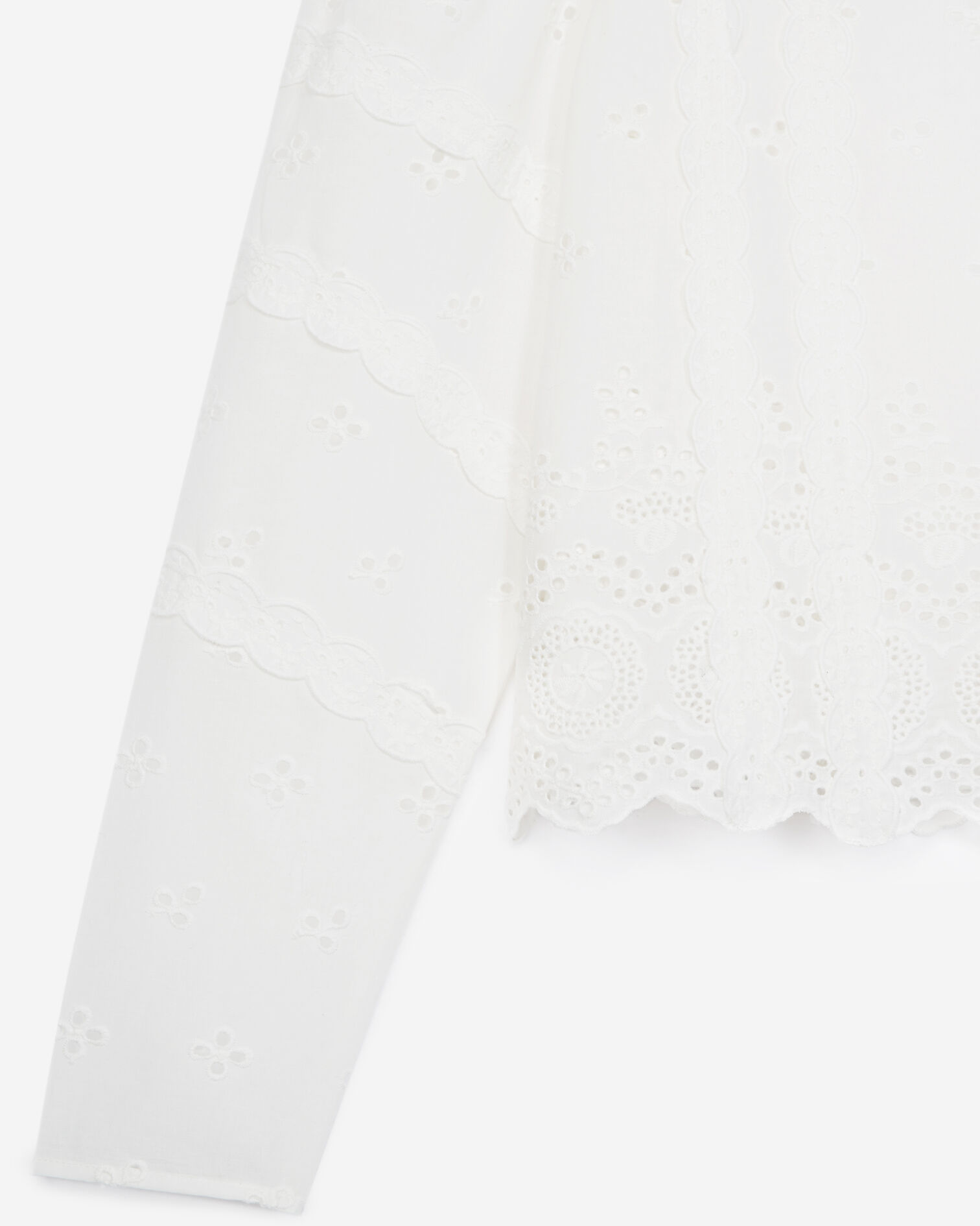 Top blanc manches longues broderie, ECRU, hi-res image number null