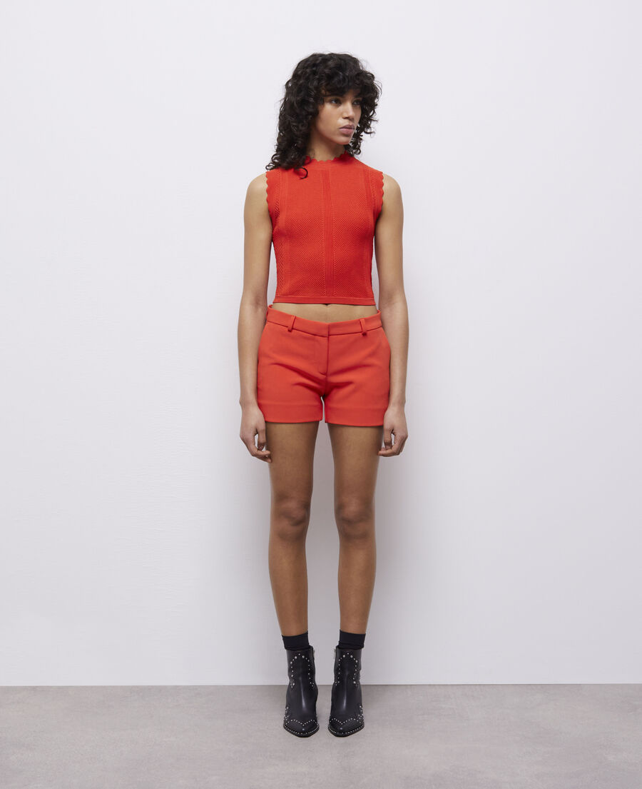 orange crêpe tailored shorts